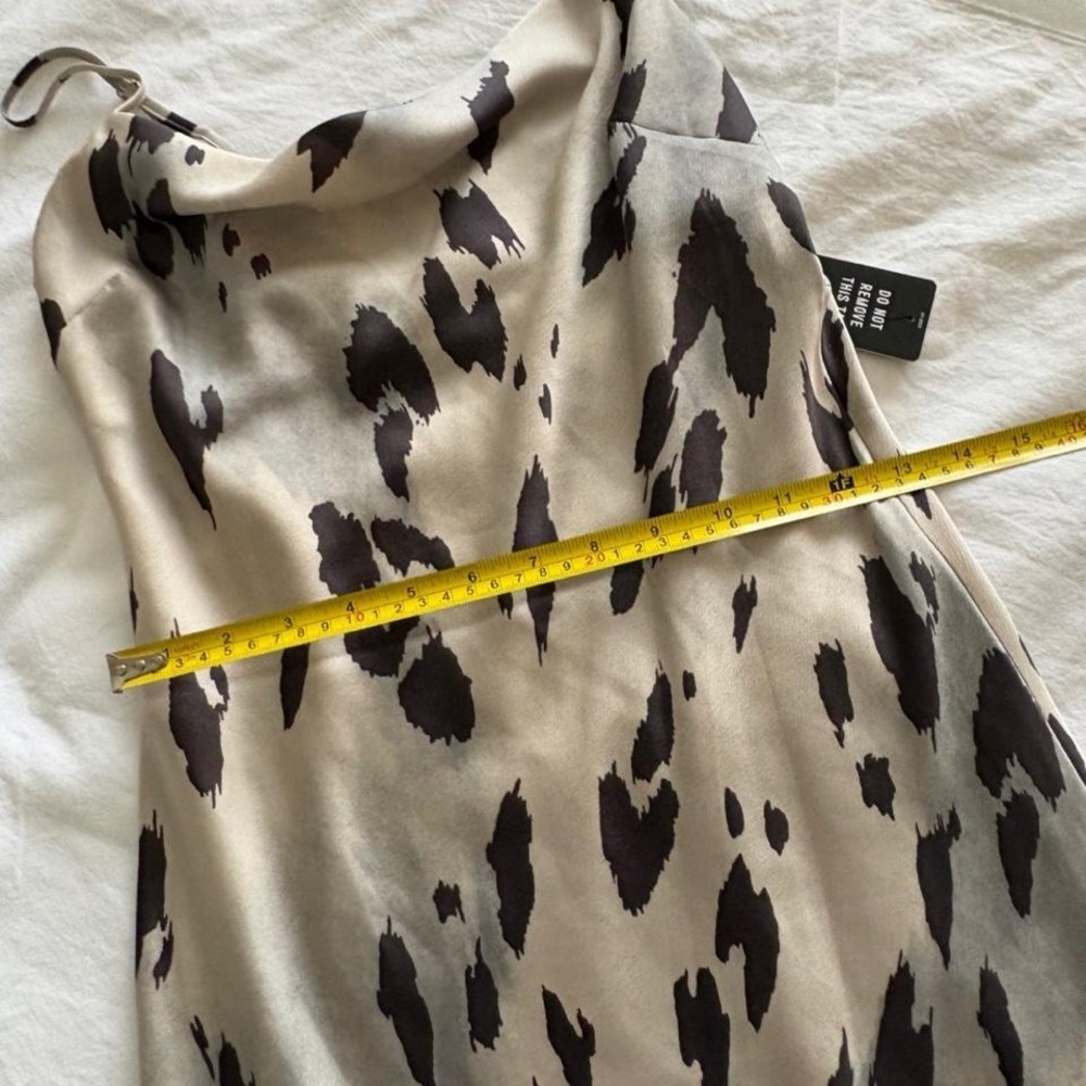 NWT Express Satin Cowl Neck Abstract Leopard Print Midi Dress XS - Picture 4 of 7